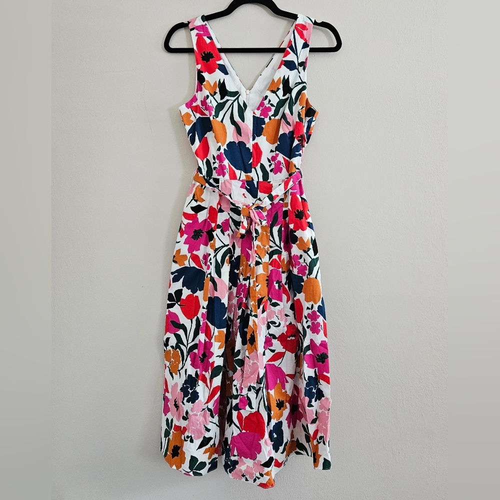 Donna Morgan Floral Poppy Sleeveless Dress Multicolor Pink Orange Cotton Size 6